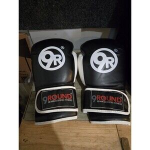9 ROUND 30 MIN KICKBOXING FITNESS GLOVES ADULT SIZE LARGE BLACK & WHITe